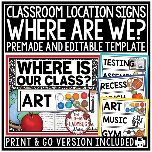 Where Is Our Class? Where Are We Signs? Door Sign Classroom Location Display
