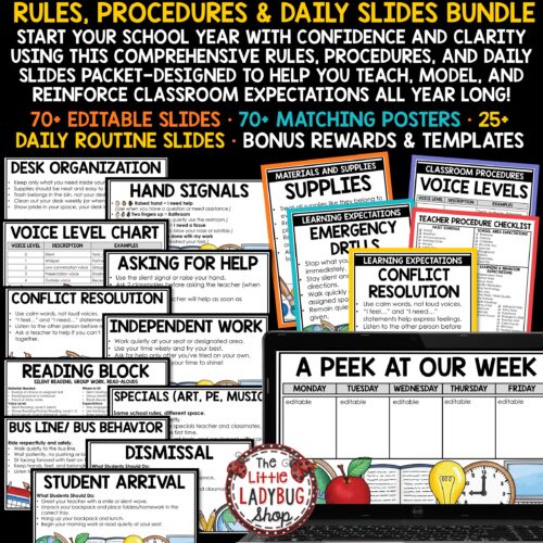 Daily Slides Classroom Procedures Routines Rules Expectations PowerPoint Slides