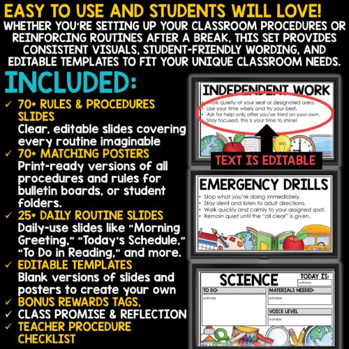 Daily Slides Classroom Procedures Routines Rules Expectations PowerPoint Slides
