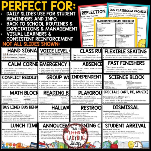 Daily Slides Classroom Procedures Routines Rules Expectations PowerPoint Slides