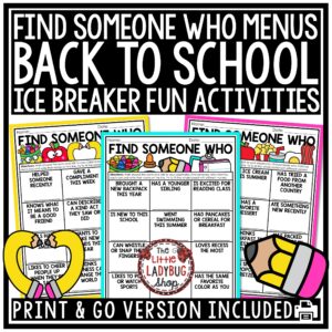 Find Someone Who Themed Back To School Activity Ice Breakers First Day of School