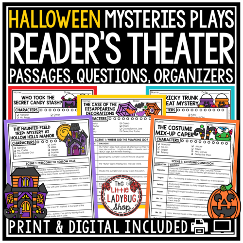 Mysteries Reader's Theater Halloween Fall Reading Passages Activities