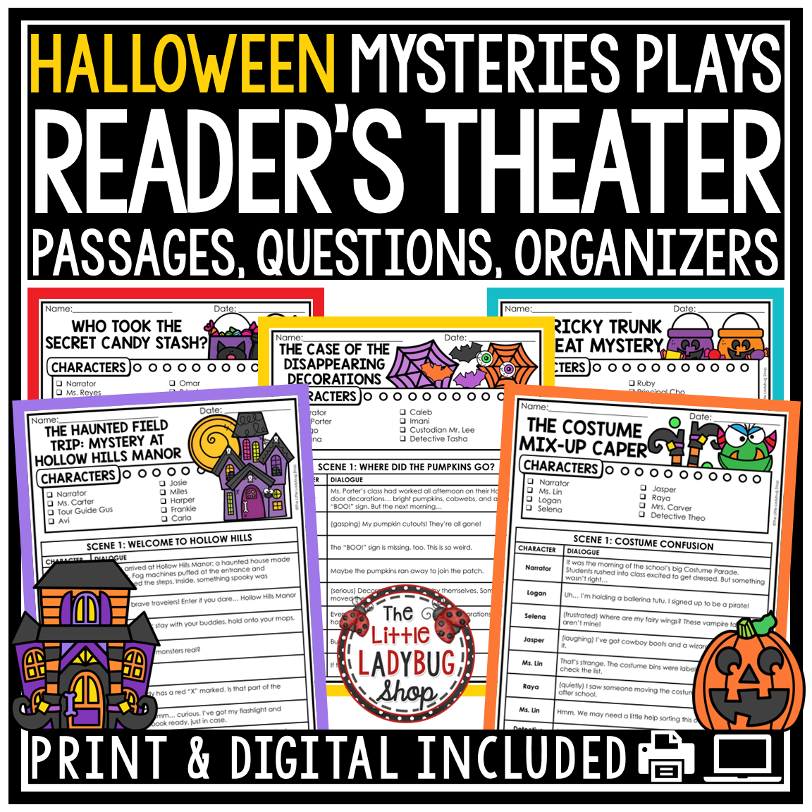 Mysteries Reader's Theater Halloween Fall Reading Passages Activities