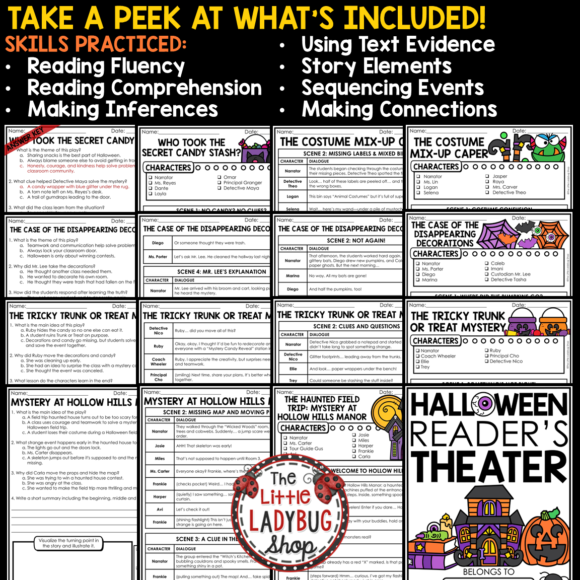 Mysteries Reader's Theater Halloween Fall Reading Passages Activities