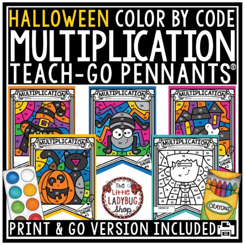 Halloween Color by Code Multiplication Fact Fluency Coloring Pages