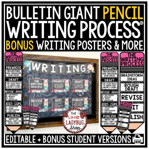 The Writing Process Giant Pencil Posters Composition Notebook Classroom Decor