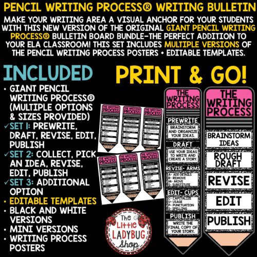The Writing Process Giant Pencil Posters Composition Notebook Classroom Decor
