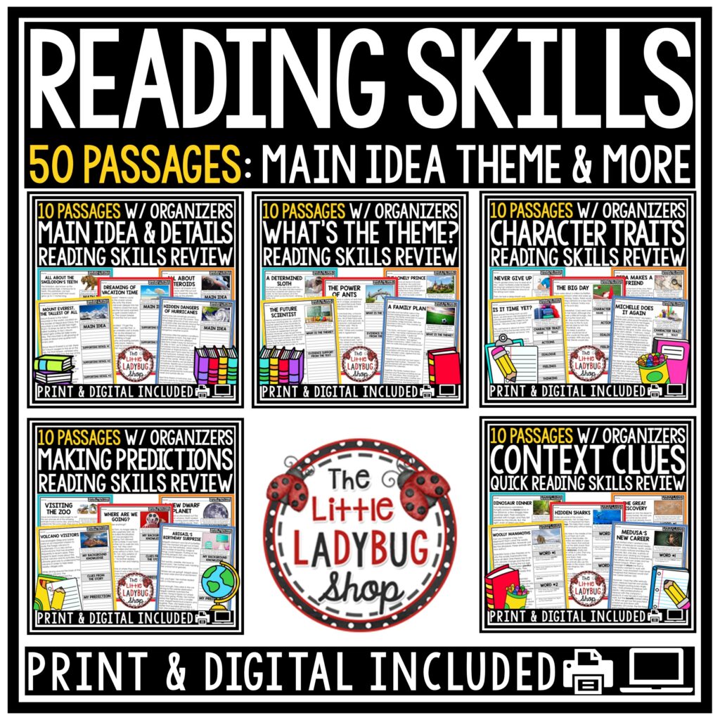 The Little Ladybug Shop Reading Skills Comprehension Passages 3rd, 4th Grade