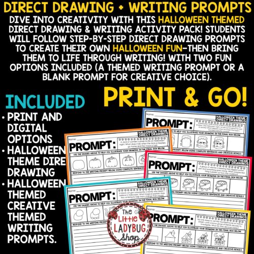 October Halloween Directed Drawing Writing Prompts