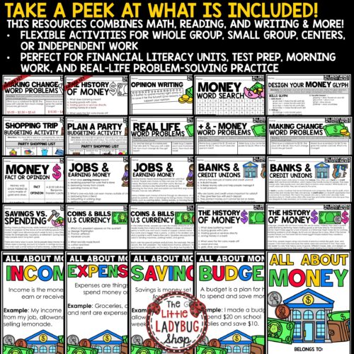 Money Financial Literacy Budgeting Reading Math Word Problems
