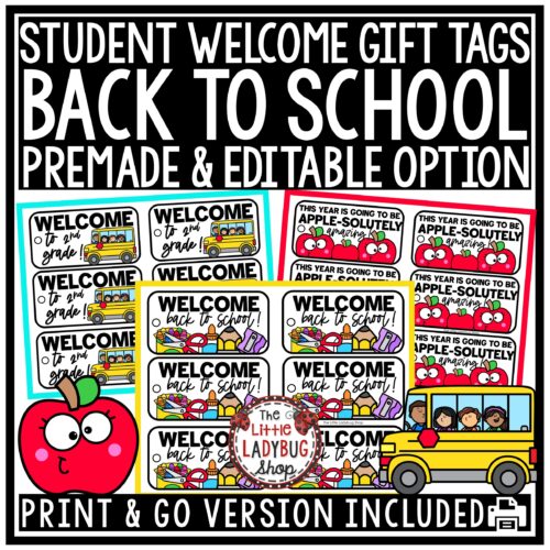 Editable Welcome Back to School Student Gift Tags