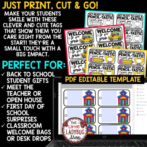 Editable Welcome Back to School Student Gift Tags