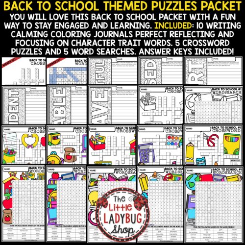 Fast Finishers Activities Back To School Word Search 3rd 4th Grade