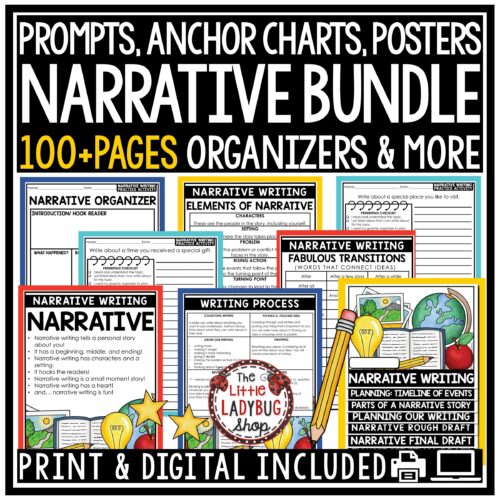 Personal Narrative Writing Prompts Unit Graphic Organizers perfect for upper elementary students in 3rd 4th 5th grade