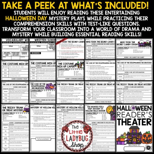 Mysteries Reader's Theater Halloween Fall Reading Passages Activities