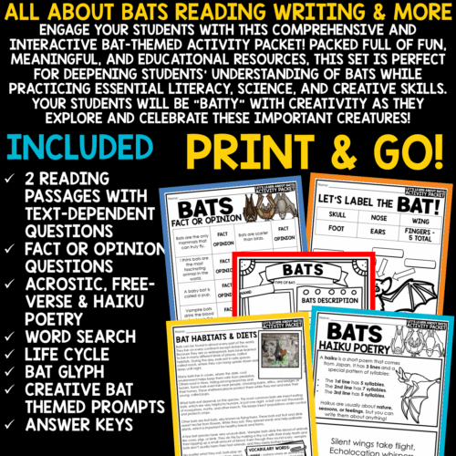 All About Bats Reading Science Template Halloween Bats Week Writing Activities