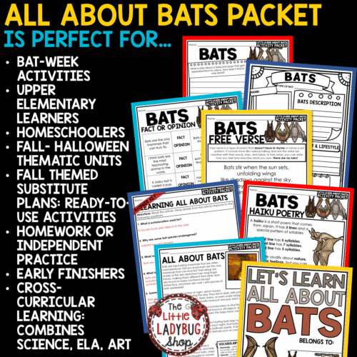 All About Bats Reading Science Template Halloween Bats Week Writing Activities