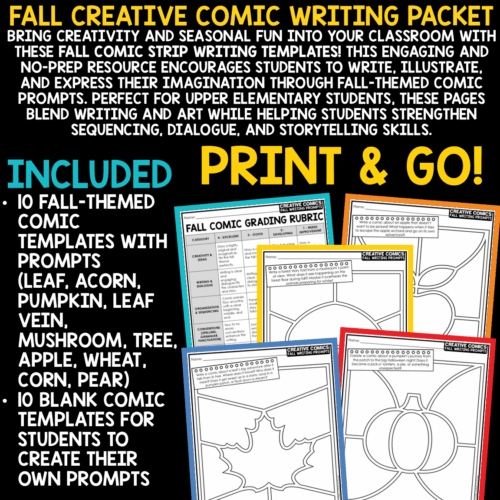 October Fall Creative Comics Strip Template Writing Prompts