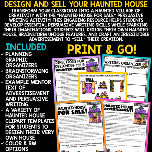 Design a Haunted House for Sale Craft Persuasive Writing Activity