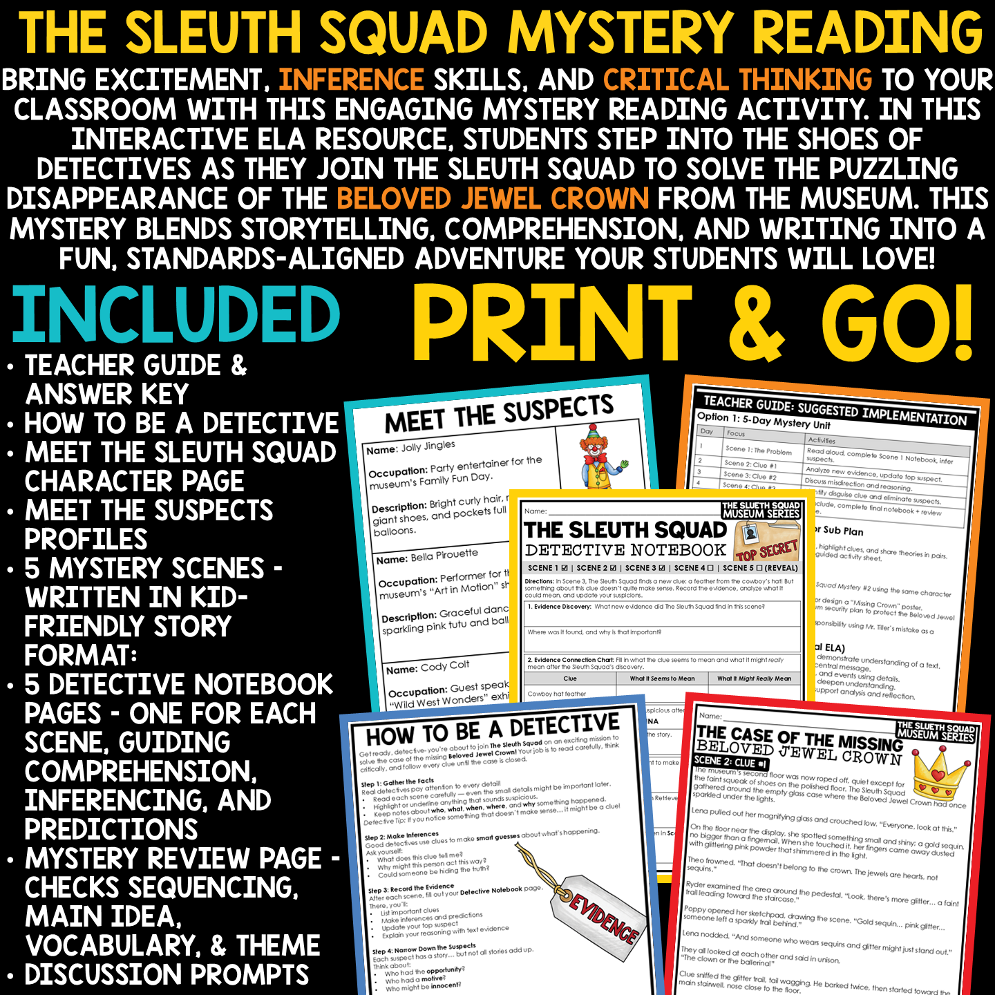 Critical Thinking Problem-Solving Inferencing Mystery Reading Activities