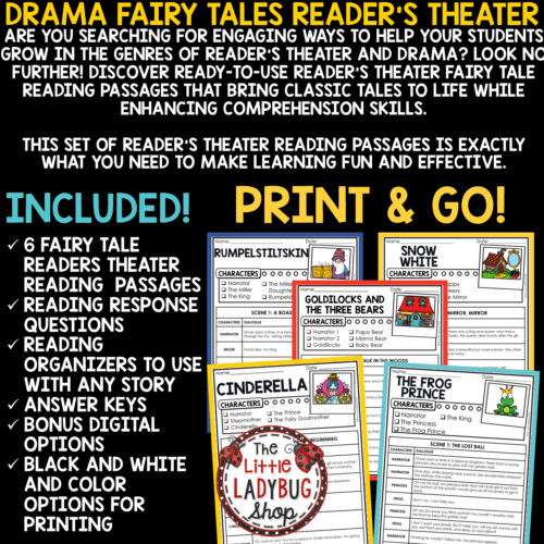 Drama Play Reader's Theater Scripts Fairy Tales Reading Passages 3rd 4th Grade