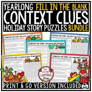 Context Clues Holiday Reading Comprehension Passages Activities