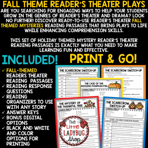Mysteries Reader's Theater Fall Thanksgiving Reading Activities