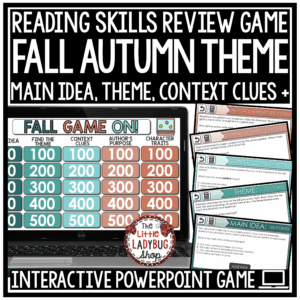 Fall Reading Activities 3rd 4th Grade Fall Context Clues Game Show