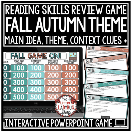 Fall Reading Activities 3rd 4th Grade Fall Context Clues Game Show