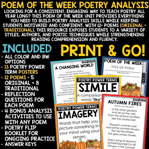 Autumn Poem Fall October Poetry Reading Comprehension Passages 3rd 4th 5th Grade