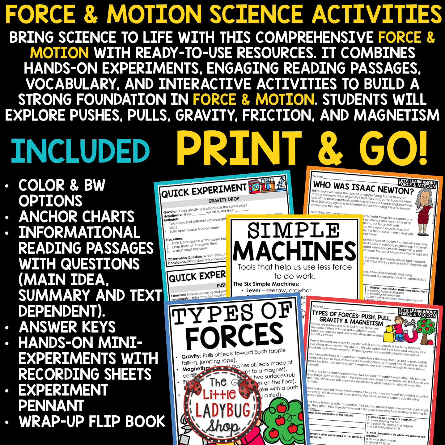 Force Motion and Energy Worksheet Simple Machine Friction Gravity Laws of Motion