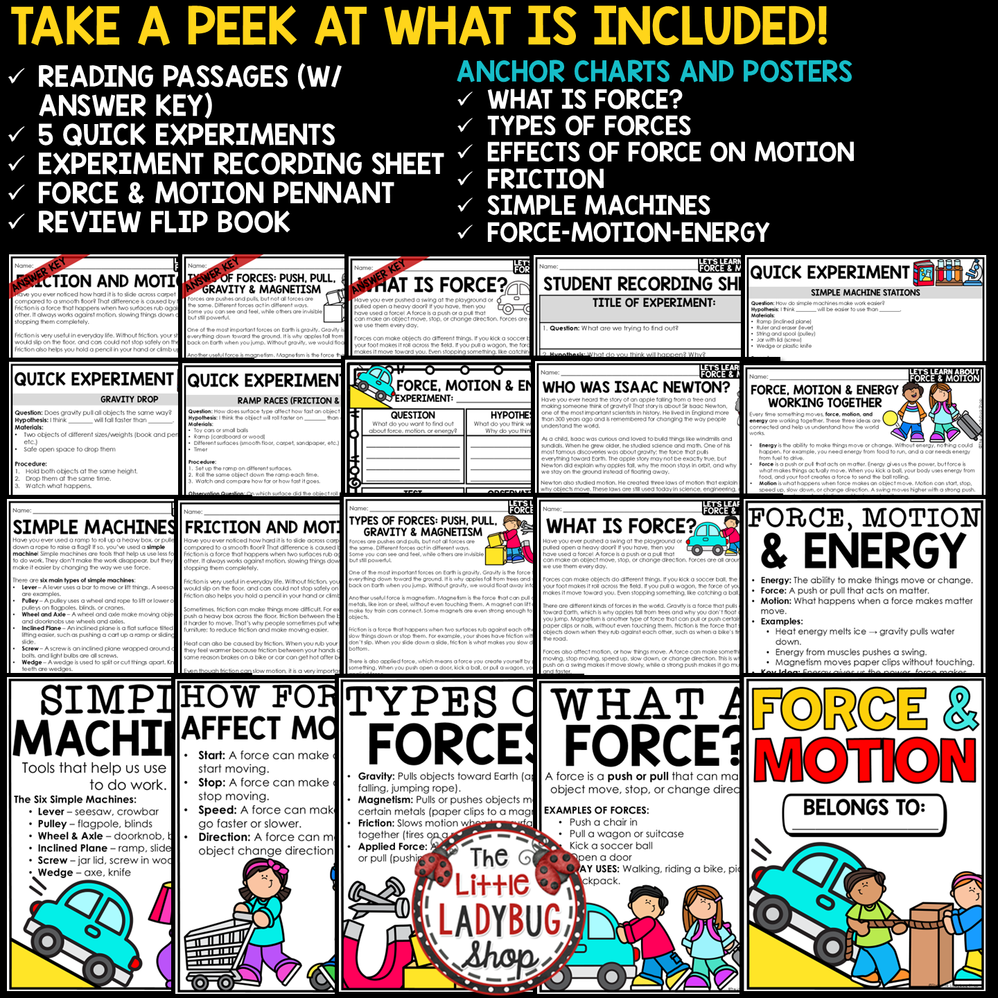 Force Motion and Energy Worksheet Simple Machine Friction Gravity Laws of Motion
