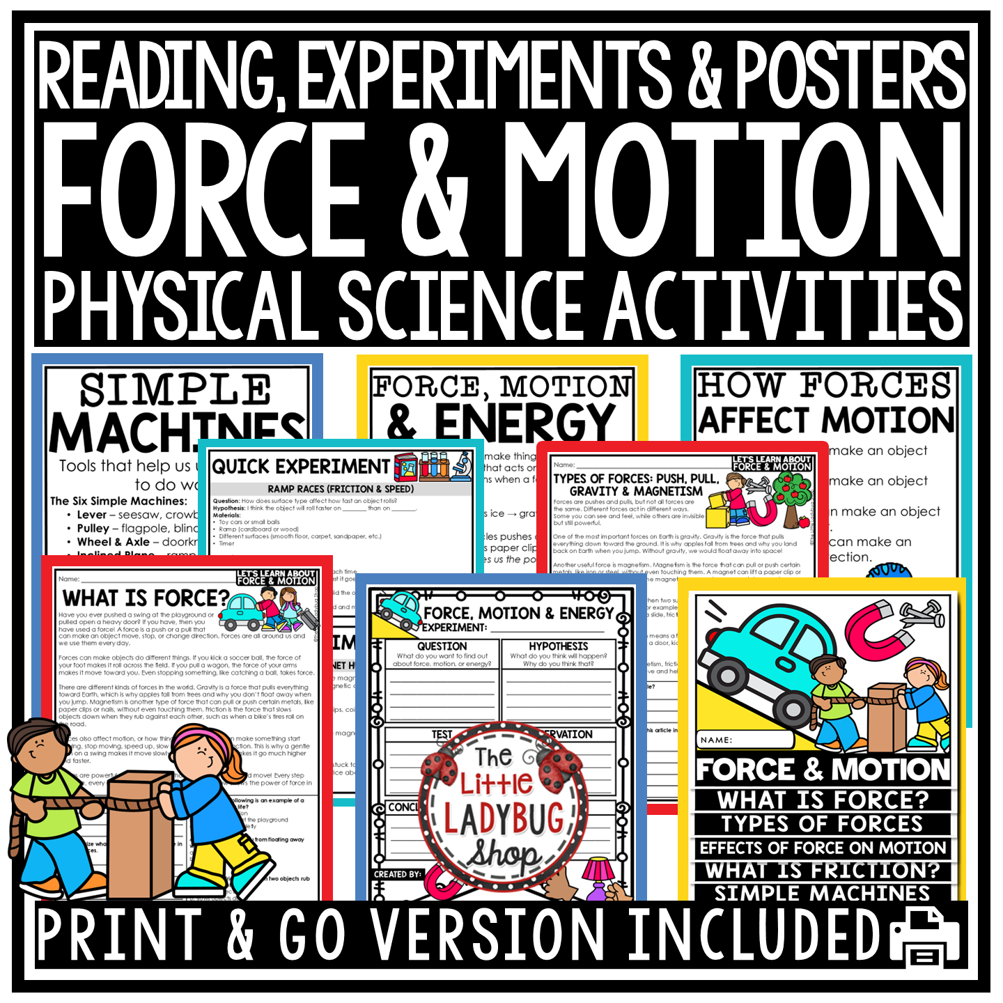 Force Motion and Energy Worksheet Simple Machine Friction Gravity Laws of Motion