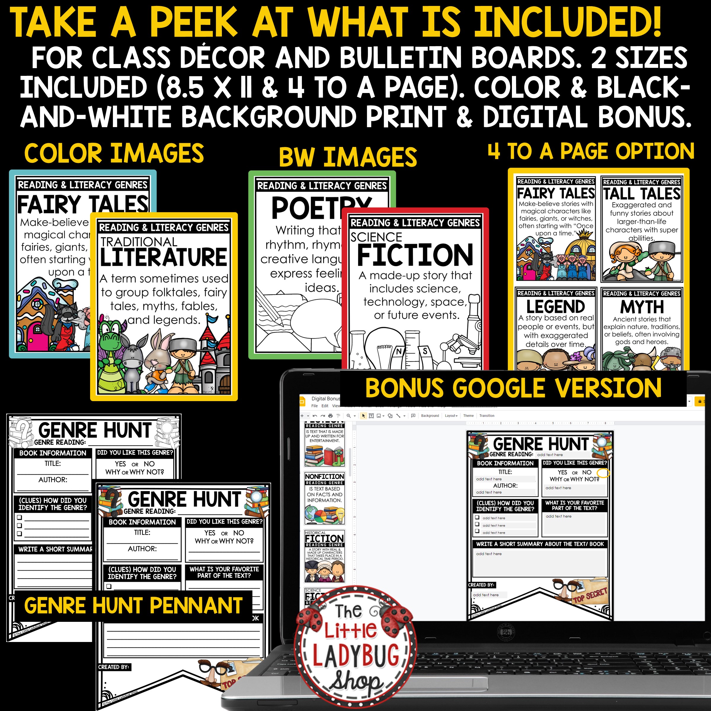 Reading Genre Posters Classroom Library Decor ELA Bulletin Board