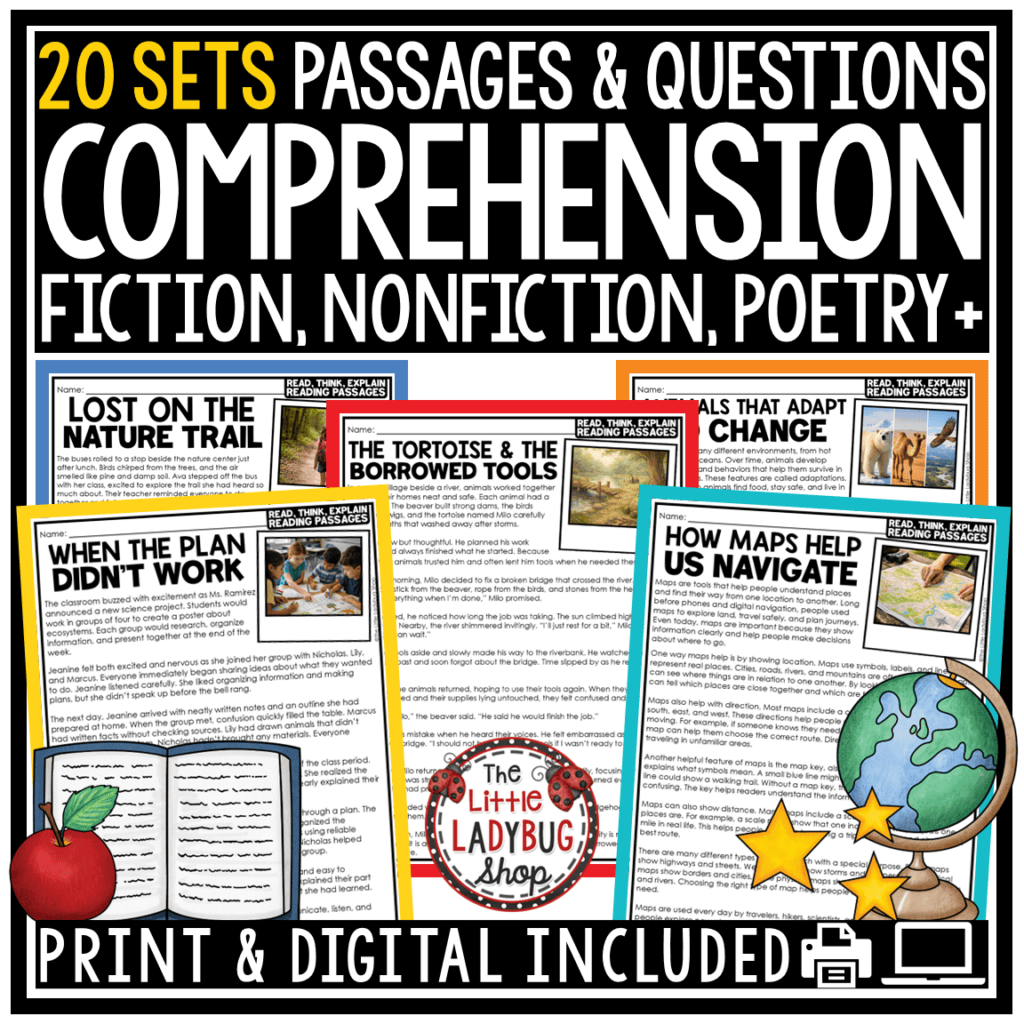 Poetry Nonfiction Reading Comprehension Passages 3rd 4th Grade - The ...