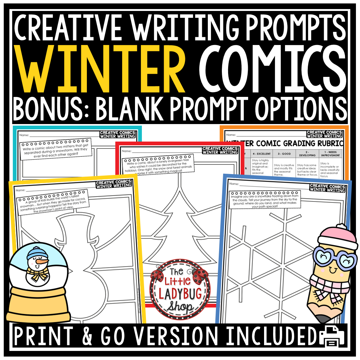 December Winter Creative Comics Strip Template Writing Prompts