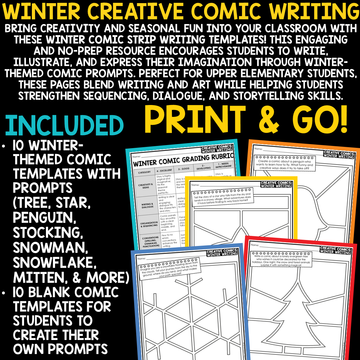 December Winter Creative Comics Strip Template Writing Prompts