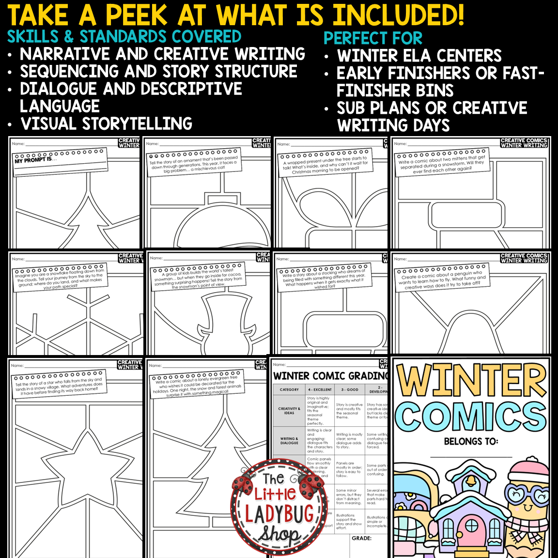 December Winter Creative Comics Strip Template Writing Prompts