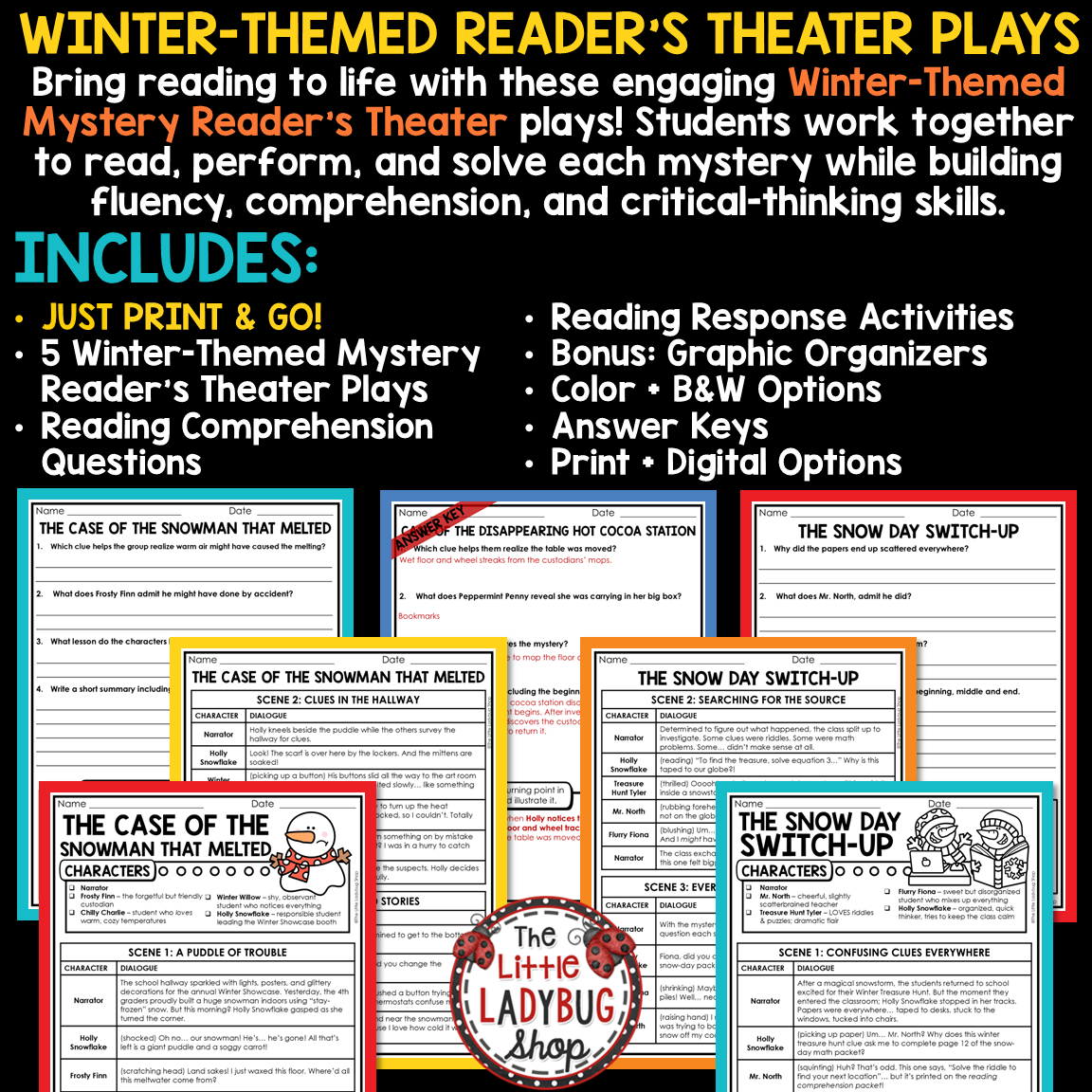 Mysteries Reader's Theater Winter January New Years Reading Activities
