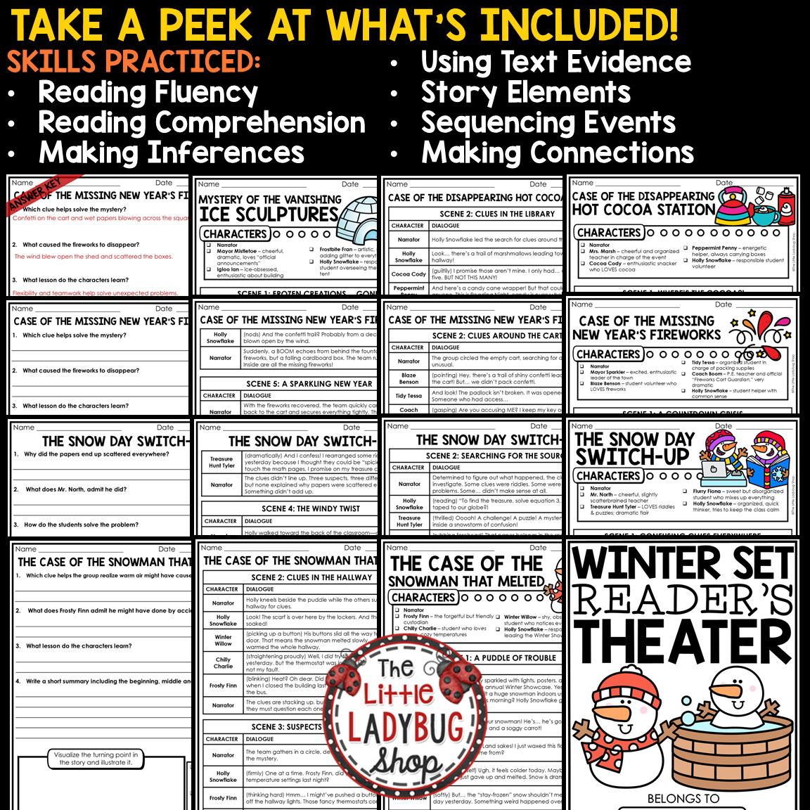 Mysteries Reader's Theater Winter January New Years Reading Activities