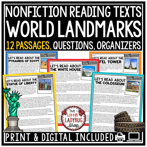 American US World Landmarks Symbols Reading Comprehension
