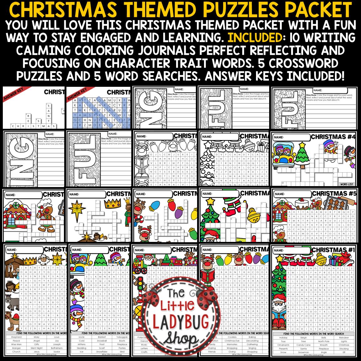 Christmas December Crossword Puzzles Fast Finishers Word Search