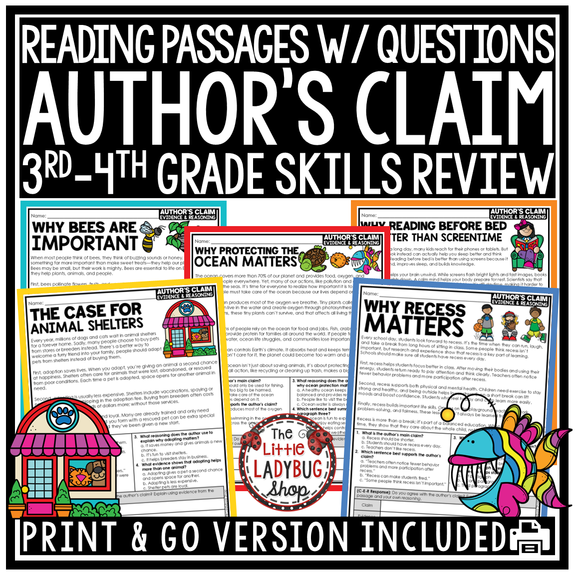 Author's Claim Evidence and Reasoning Practice Worksheets Author's Point of View