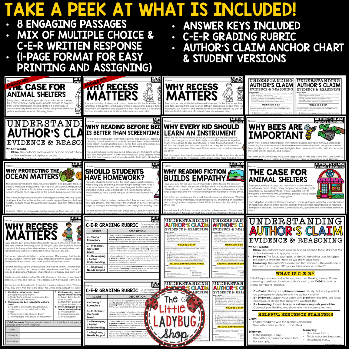 Author's Claim Evidence and Reasoning Practice Worksheets Author's Point of View