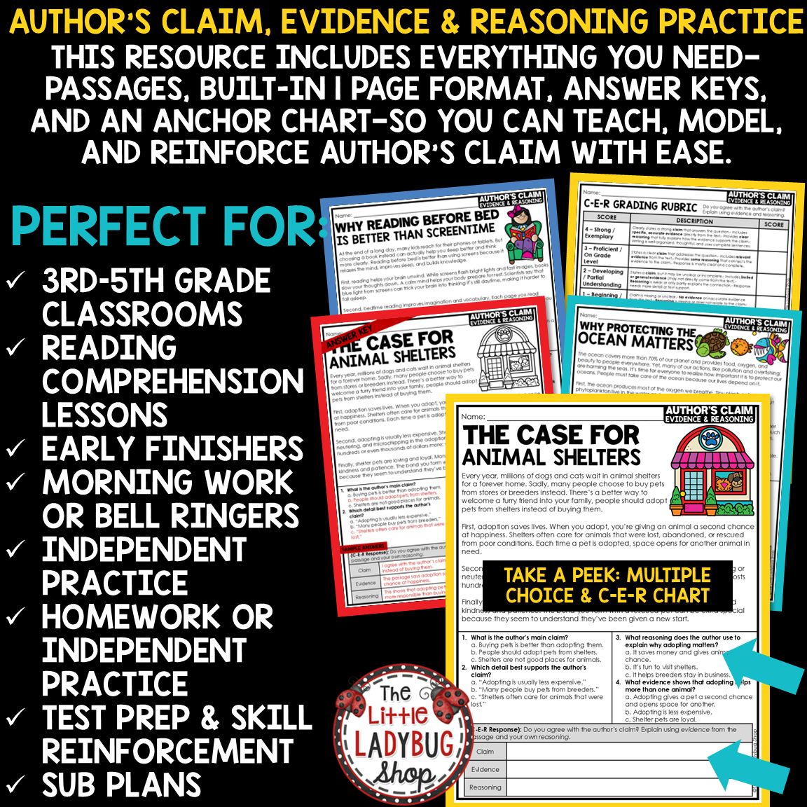 Author's Claim Evidence and Reasoning Practice Worksheets Author's Point of View