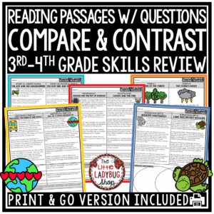 Reading Passages Comparing and Contrasting Two Texts Reading Graphic Organizers