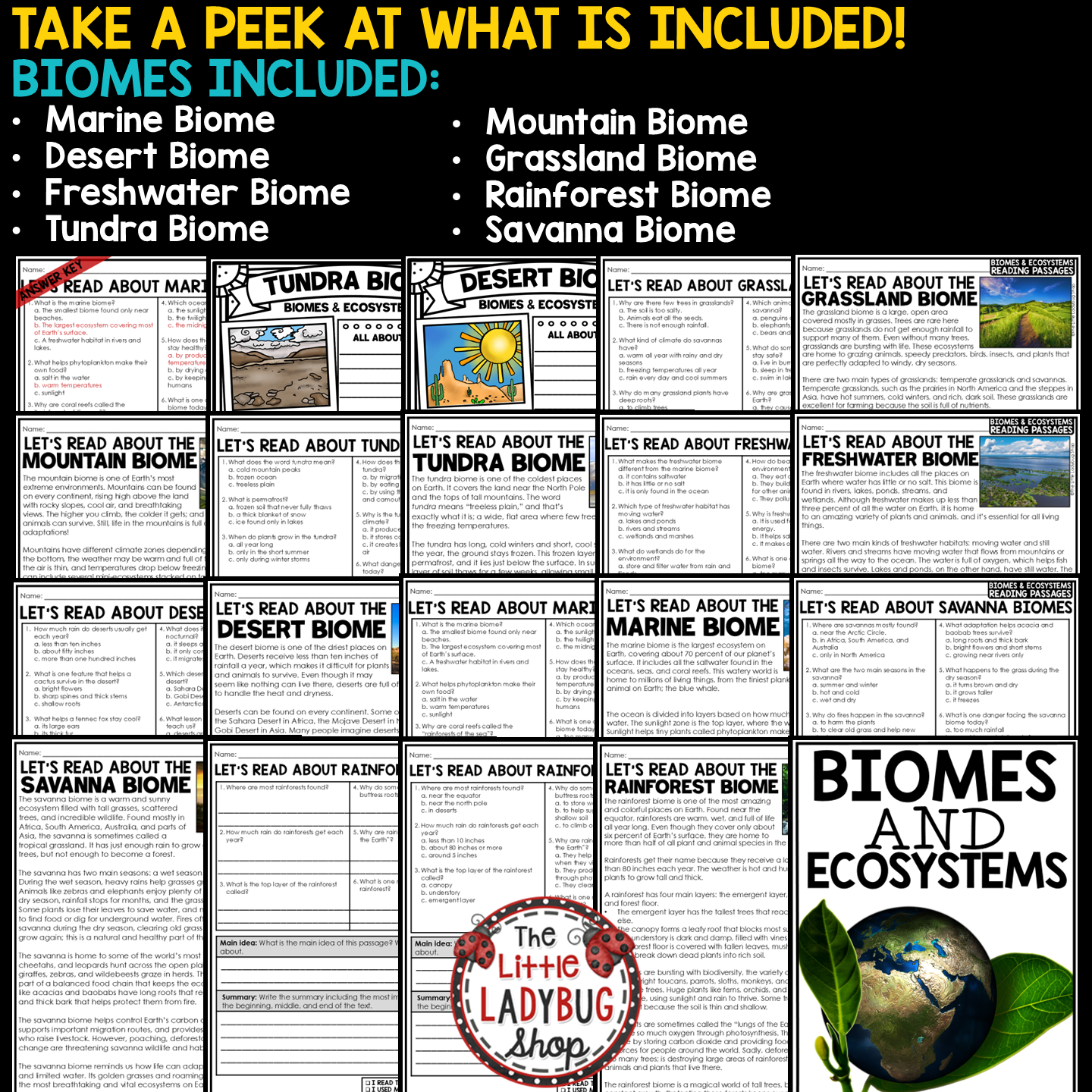 Biomes and Ecosystems Reading Passages Research Activities