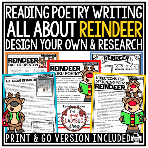 All About Reindeer Reading Passages Build a Reindeer Craft Template