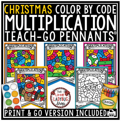 Christmas Color by Code Multiplication Fact Fluency Coloring Pages