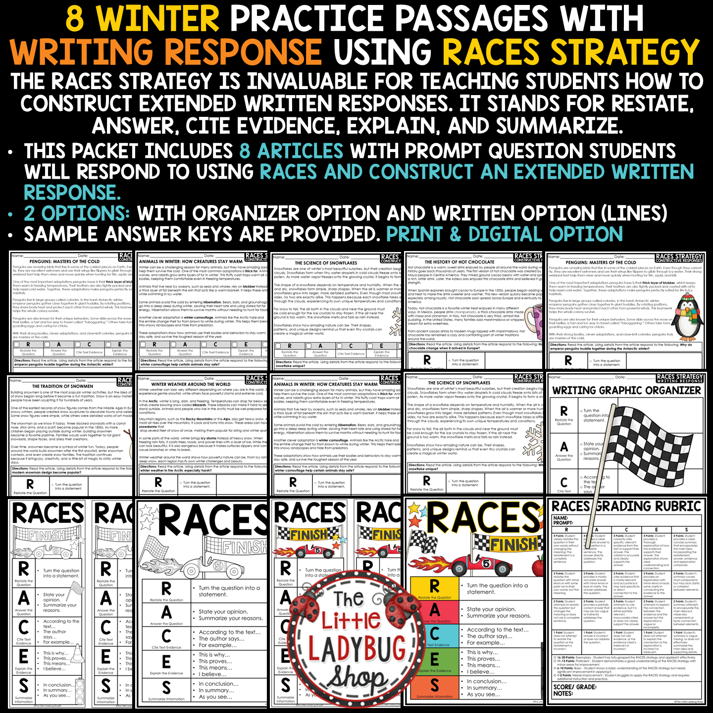 January Winter RACES Writing Strategy Practice Citing Text Evidence